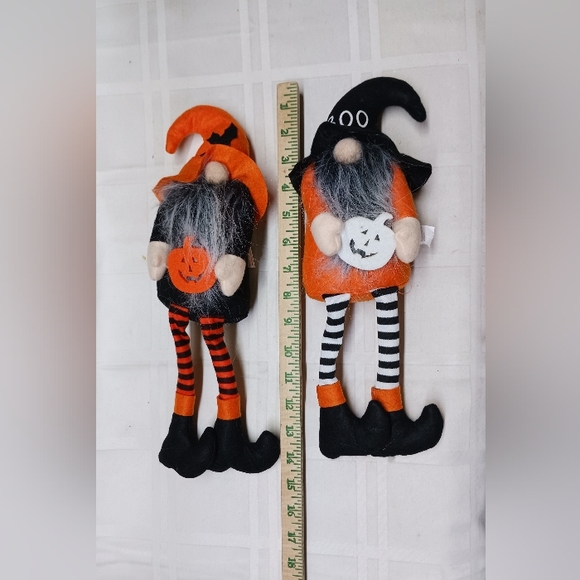 Set of 2-Halloween Dangle Leg Gnomes Decorations Shelf Sitters Halloween Decor - Picture 5 of 5